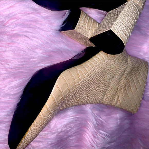 Nude Faux Croc Zipper Boot - Picture 9 of 14